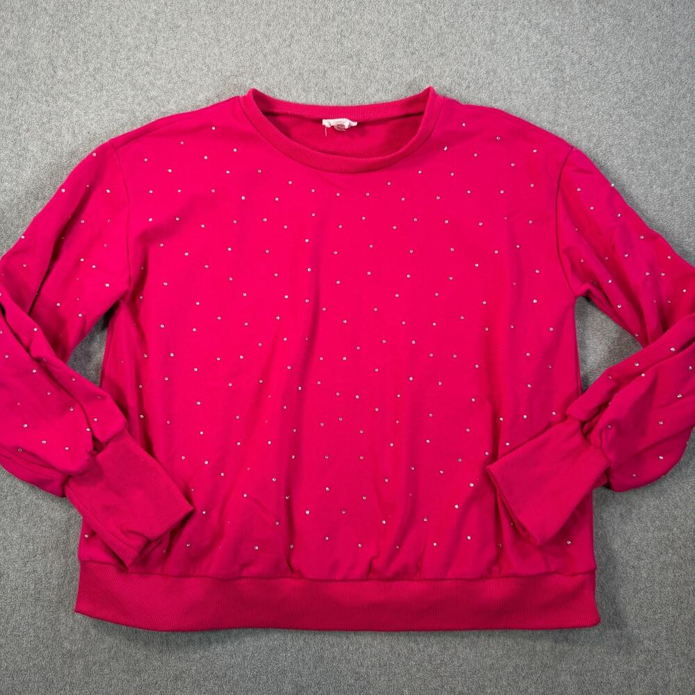 Fantastic Fawn Rhinestone Bedazzled Crewneck Sweatshirt Women's Large Pink